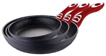 Bergner Tiganji sa mermernom oblogom - Set od 3 kom Renberg red RB-1023-R