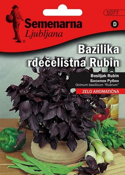 Seme za začinsko bilje 5 kesica - Bosiljak rubin - Ocimum basilicum Semenarna 1077