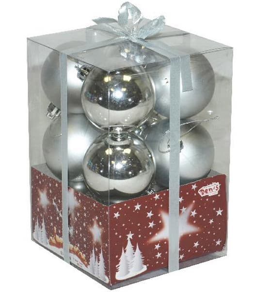 Novogodišnji ukrasi za jelku 12 srebrnih kugli 6cm