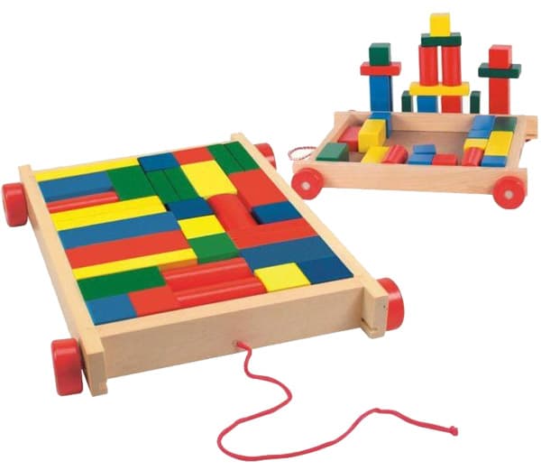 WoodyLand kutija kolica sa kockama 90007