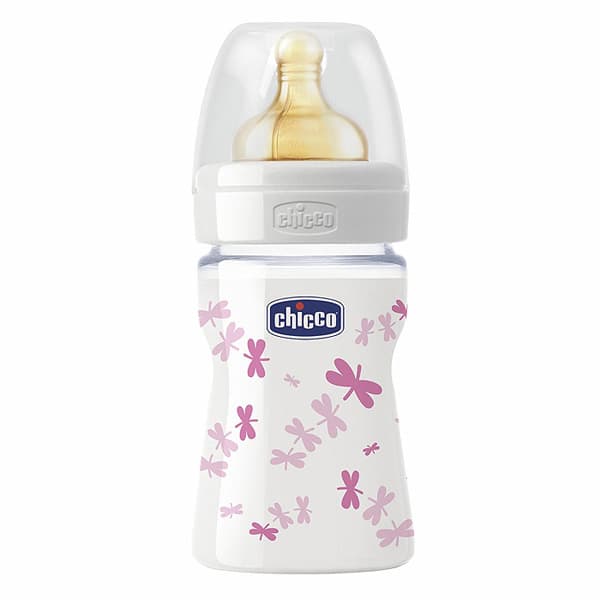 Chicco Staklena Flašica Well Being sa kaučuk cuclom 150ml 0m+ 00070810110000