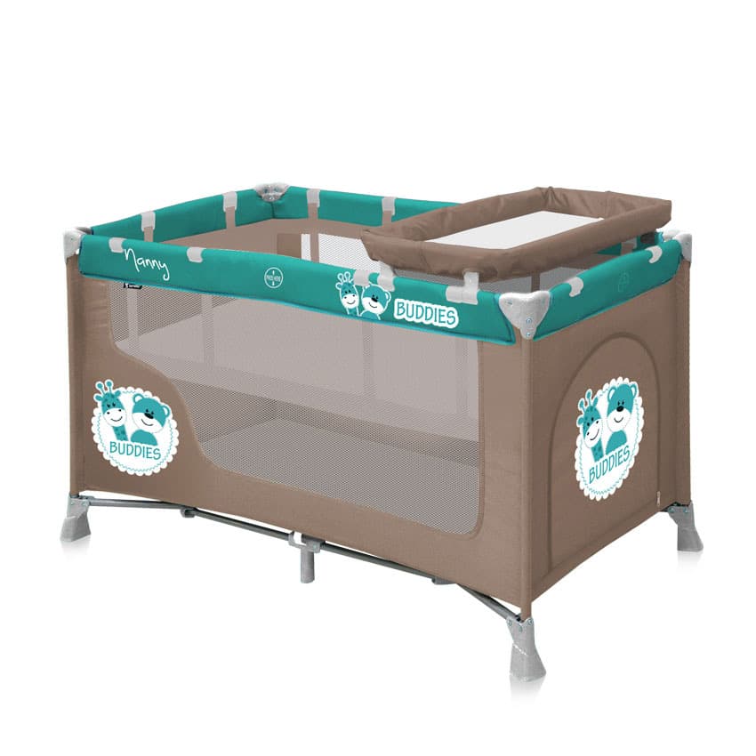 Bertoni Lorelli Prenosivi krevetac Nanny sa 2 nivoa Beige&Blue Buddies 10080191527