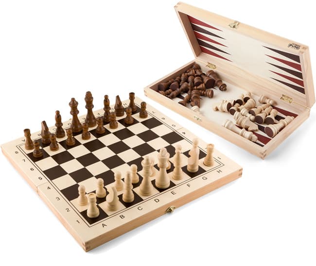 Drveni set igara 3u1 Šah Backgammon Dame Pino Toys 8309