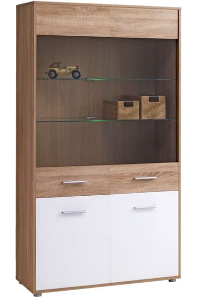 Vitrina Typhoon High hrast/bela sa LED svetlom