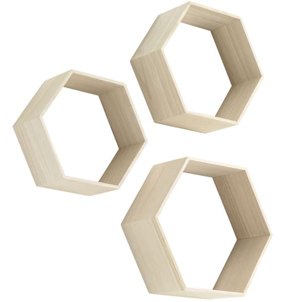 Zidne police Hexa 3 kom natur