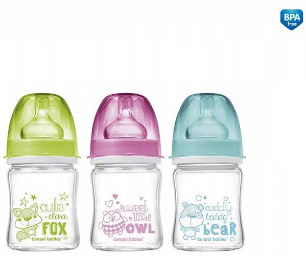 Canpol Staklena flašica za bebu EasyStart Anticolic 120ml Forest Friends 79/001