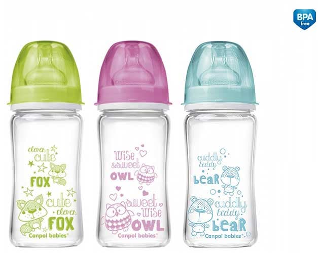 Canpol Staklena flašica za bebu EasyStart Anticolic 240ml Forest Friends 79/002