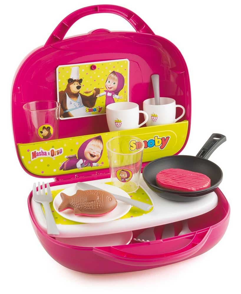 Smoby Dečija mini kuhinja u koferčetu Maša i Medved