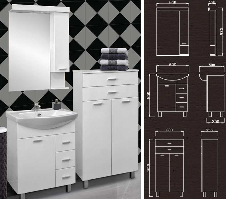 Kupatilski set Klasik sa umivaonikom, ogledalom ormarićem