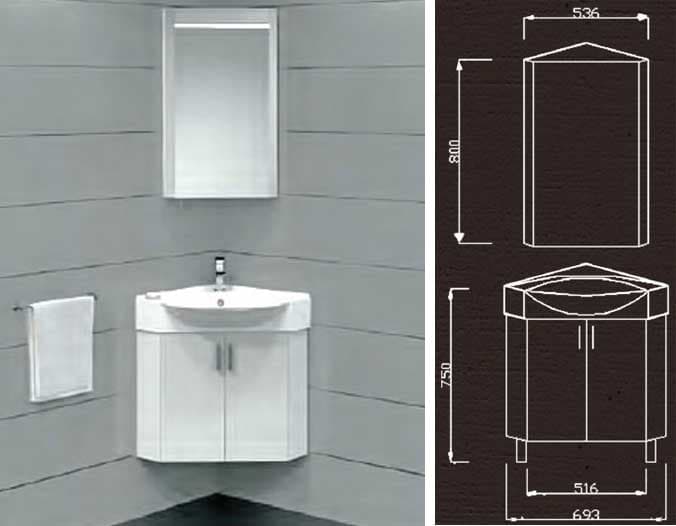 Kupatilski ugaoni set Corner sa umivaonikom i ogledalom