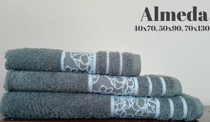 Set 3 peškira Almeda sivi 40x70 50x90 70x130