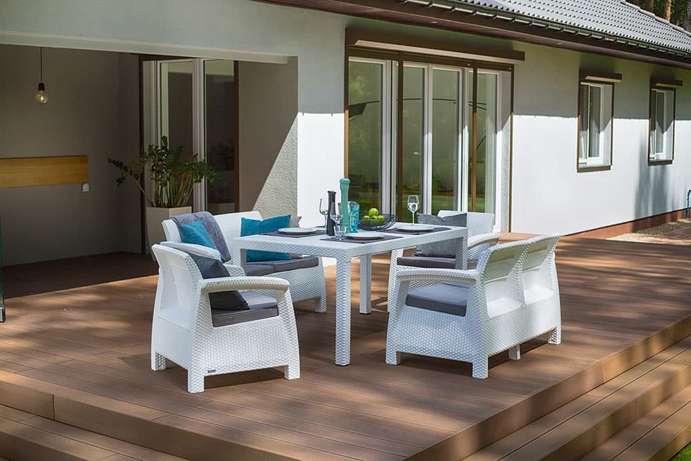 Baštenska Garnitura Corfu Fiesta 2 Dvoseda, 2 Fotelje, Sto White as Barahona 6