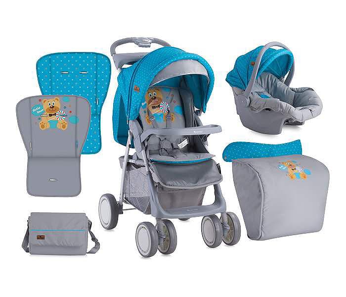 Lorelli Kolica za bebe sa opremom Foxy Blue Grey Hello Bear 10020381718