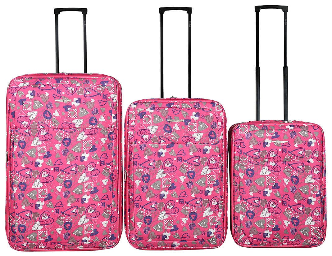 Komplet putnih kofera 71/61/51 cm Enova Marbella Pink Hearts 502.140.30