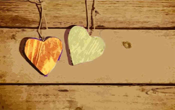 Ekol otirač Wood-Stone Hearts 45x75