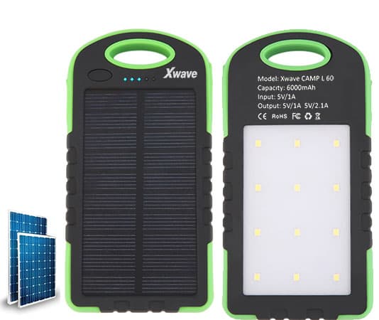 Dodatna solarna baterija za mobilne uređaje sa LED lampom 6000mAh Xwave Camp L 60 green