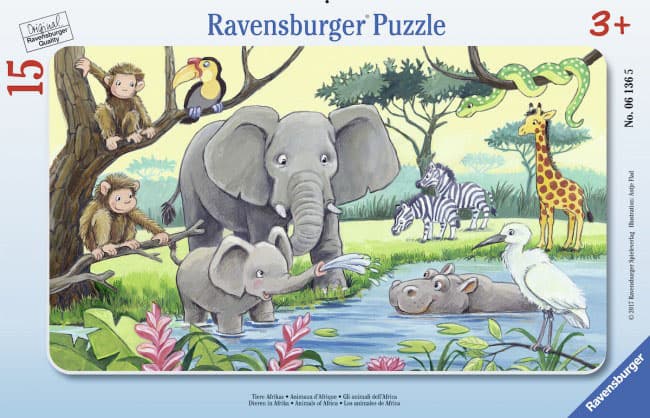 Ravensburger puzzle 15 delova - Životinje u Africi 06136