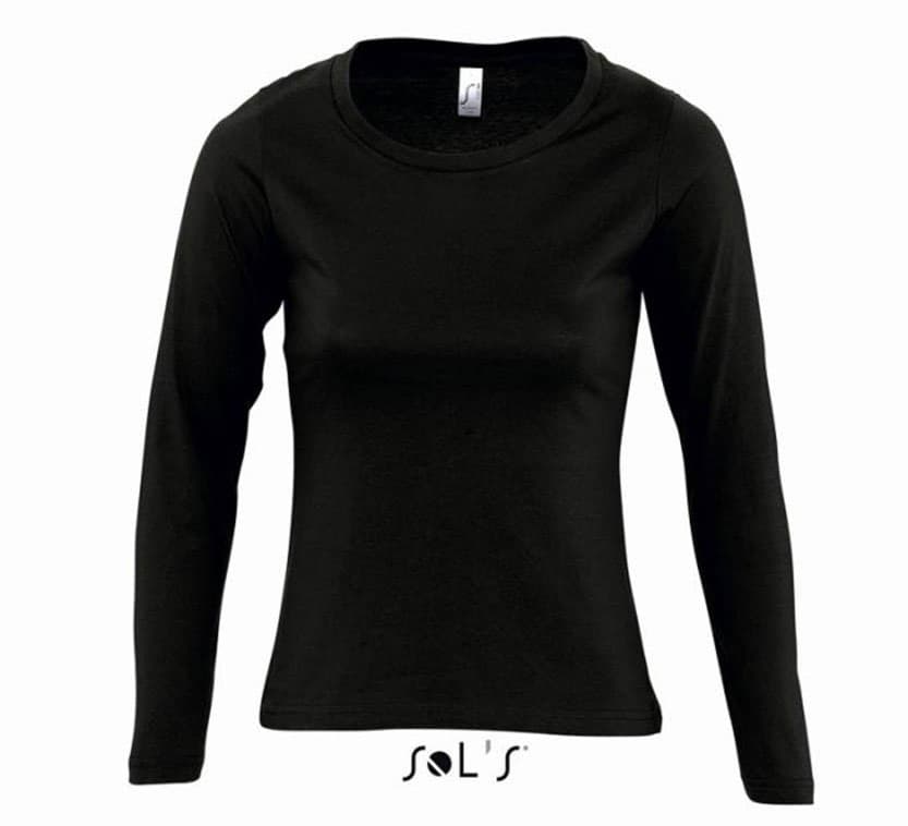 Sols Ženska majica dug rukav Majestic Black veličina L 11425