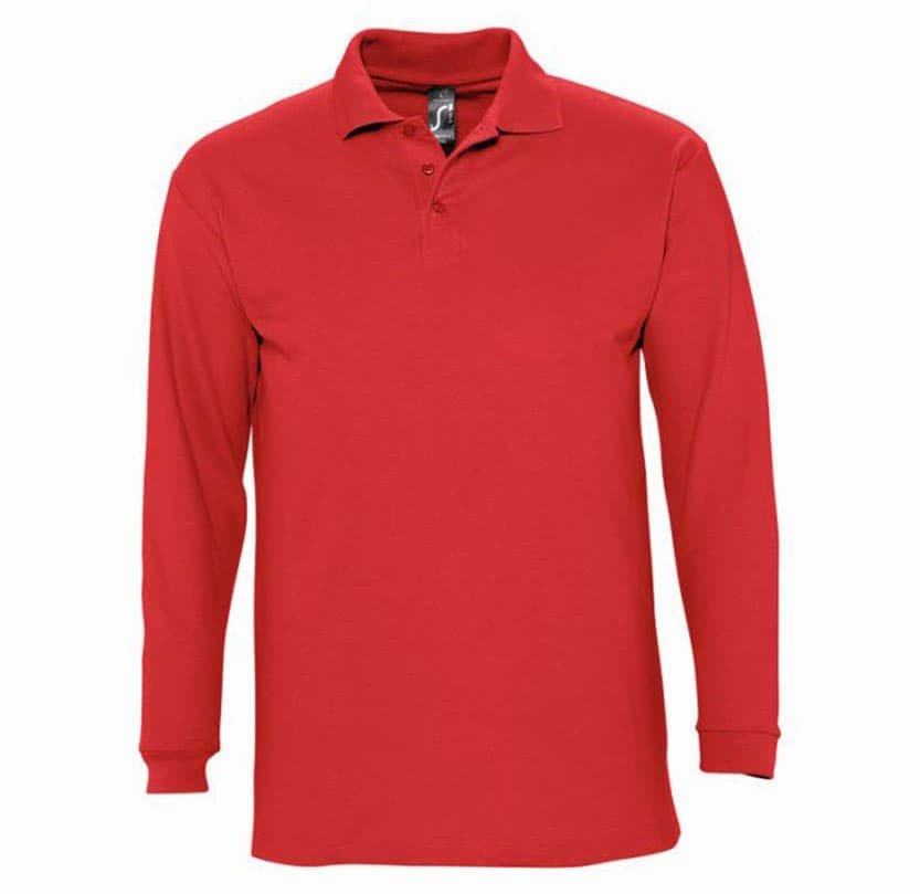 Majica sa dugim rukavima i kragnom muška Sols Winter II Red XL 11353