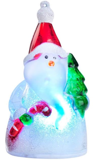 Svetleći Sneško sa jelkom u ruci Beli LED