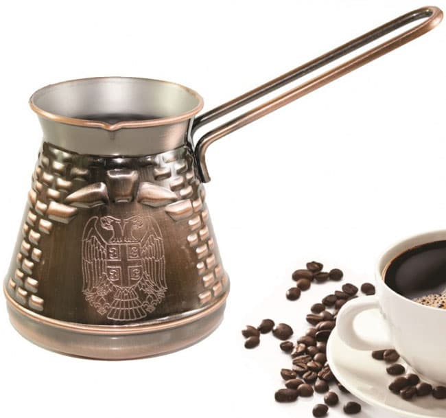 Bakarna džezva sa grbom Srbije za jednu šoljicu kafe CL-115