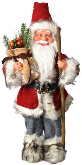 Deda Mraz Sa Štapom i Džakom - Novogodišnja Figura - 46 cm