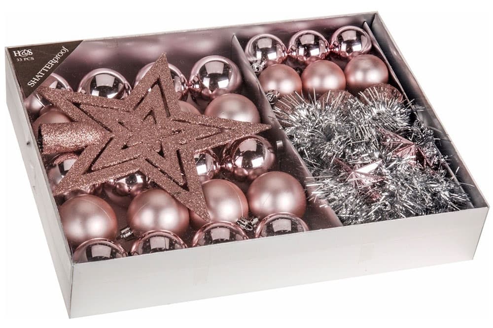 Paket Ukrasa Za Jelku Pink - 33 Komada