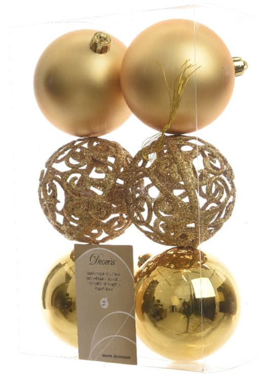 Zlatne novogodišnje kugle 8cm 6 komada