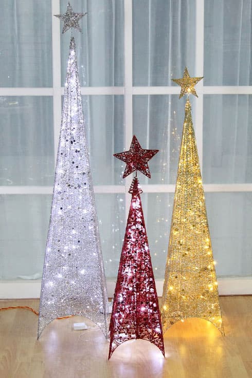 Svetlucava Piramida - Crveni Abažur 45 cm