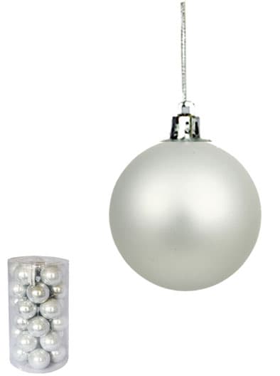 Novogodišnji ukrasi Kugle 6cm Set 30 komada Sivi