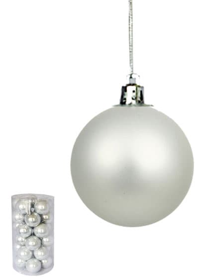 Novogodišnji ukrasi Kugle 7cm Set 30 komada Siva