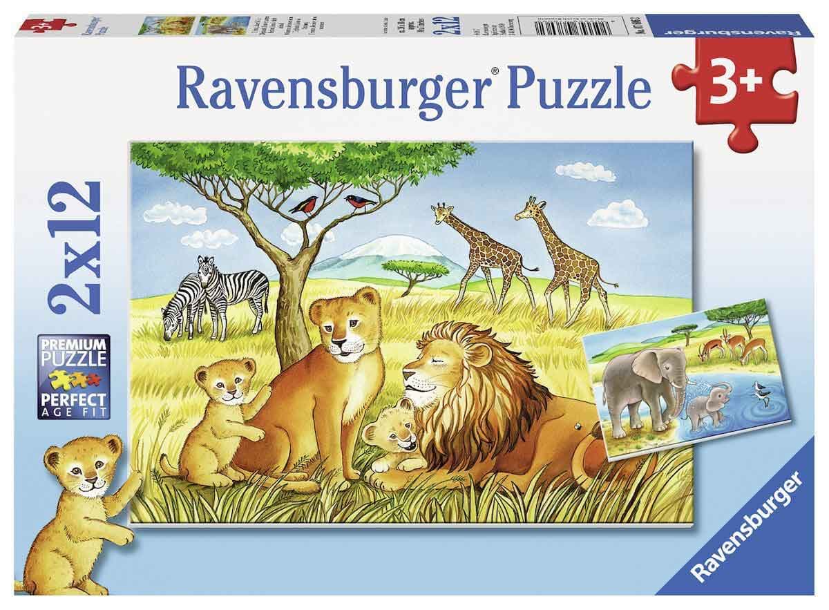 Ravensburger puzzle  Dečije puzle - 2x12 - Životinje - Elefant, Lion & Co.  2x12 delova  RA07606