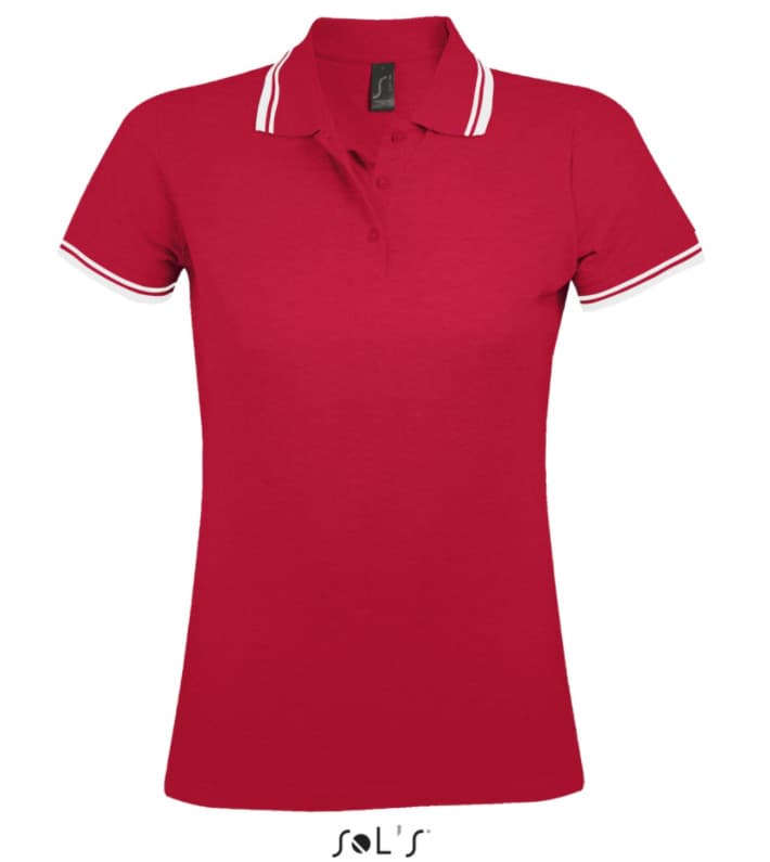 Sols Pasadena Ženska majica sa kragnom vel. S Red/White 00578