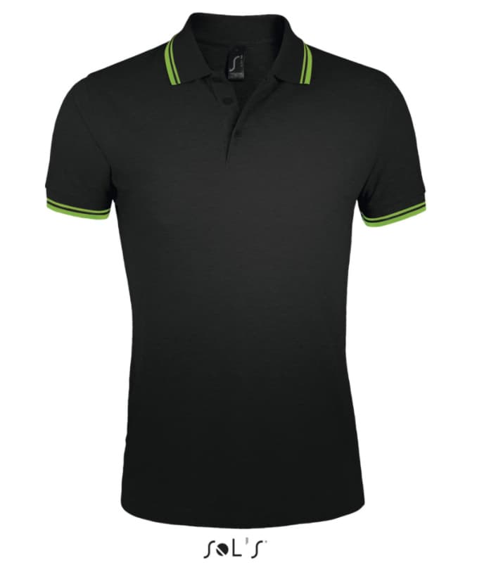 Polo majica za muškarce veličina M Sols Pasadena Black/Lime 00577