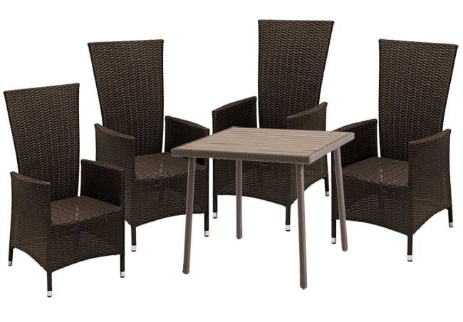 Baštenska garnitura Sarrion Sto i četiri podesive stolice