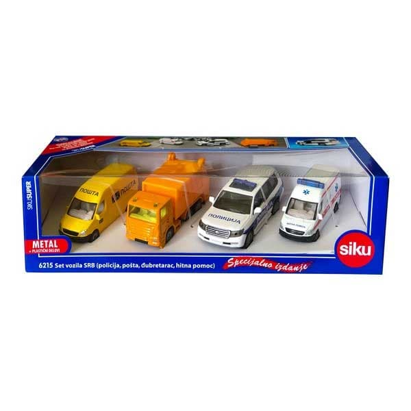 SIKU Igračke Automobilčići za decu Srbija - Kamion đubretarac Pošta Policija Hitna pomoć 6215