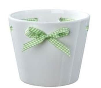 Soendgen keramička saksija Pretty 14cm sa zelenom mašnom