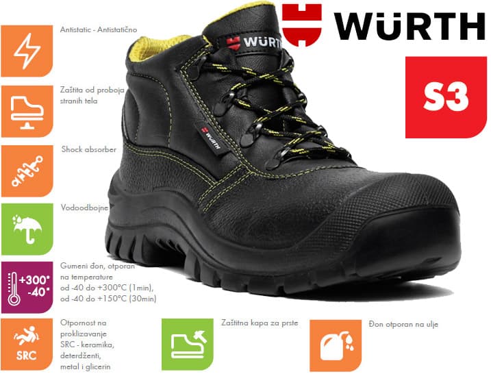 Wurth Bezbednosne cipele Rubber guard S3 duboke vel. 47