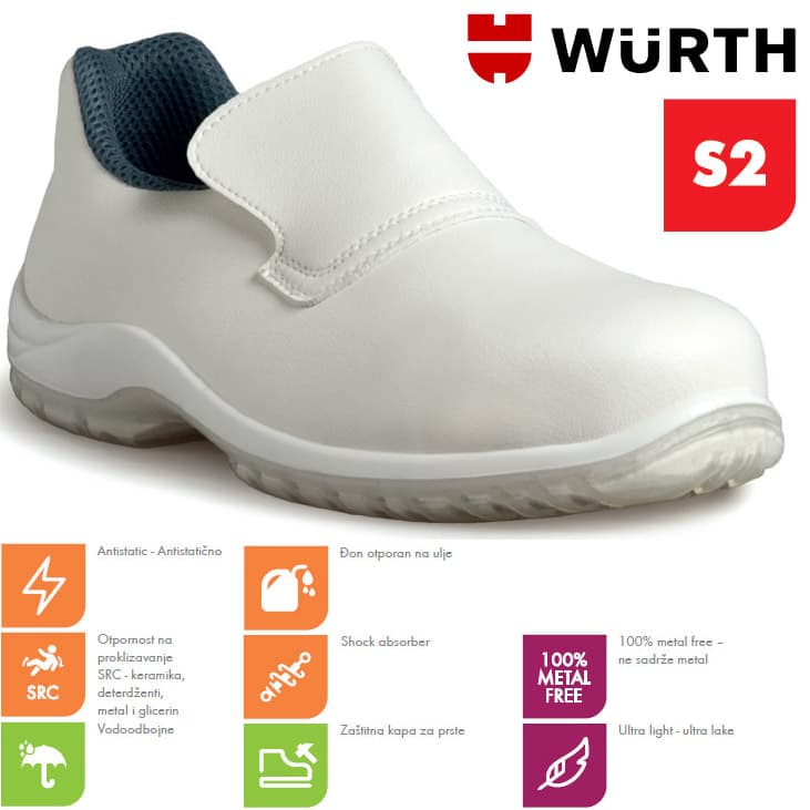 Wurth Bezbednosne cipele Kalnia Bele S2 Plitke vel. 38