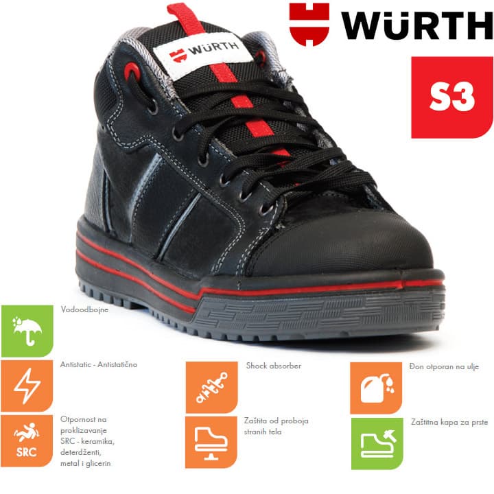 Wurth Bezbednosne patike Sneakers S3 duboke vel. 38