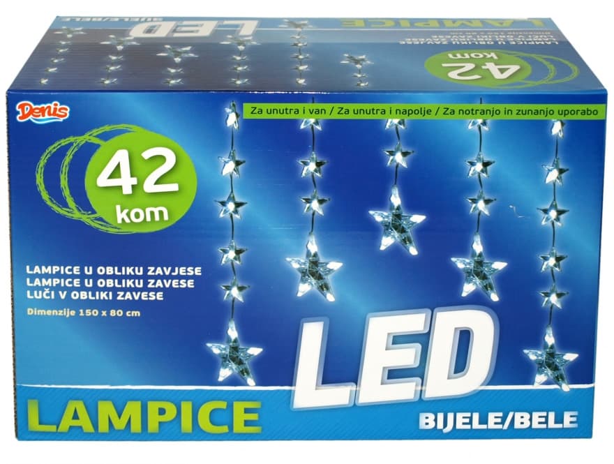 Novogodišnje lampice - zavesa sa zvezdicama 150 x 80 cm za unutrašnju i spoljašnju upotrebu