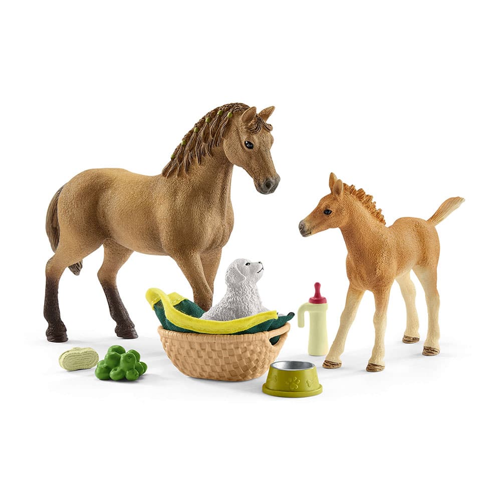 Schleich Figure - Kvarter kobila i ždrebe sa opremom 42432
