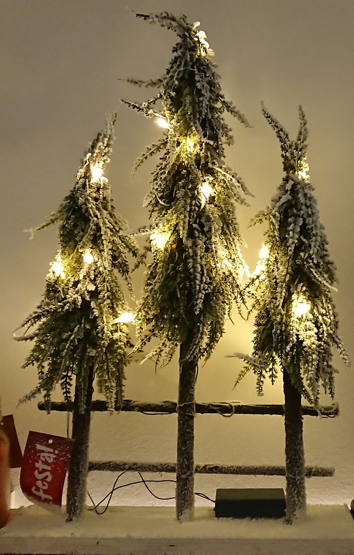 3 Svetleće Jelke Na Postolju Deco Wood 2 x 45 cm i 65 cm