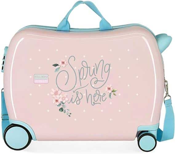 Dečiji putni kofer za vožnju Roll Road Spring is here pink 40898