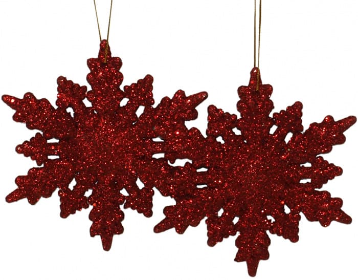 Ukrasi za jelku - pahulje u crvenoj boji set 2 komada