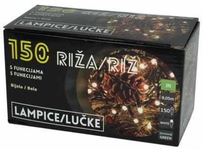 Novogodišnje lampice - riža 150 belih lampica sa funkcijama
