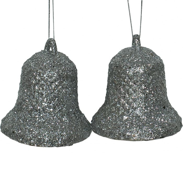 Ukrasi za jelku - zvona u srebrnoj boji 2 kom