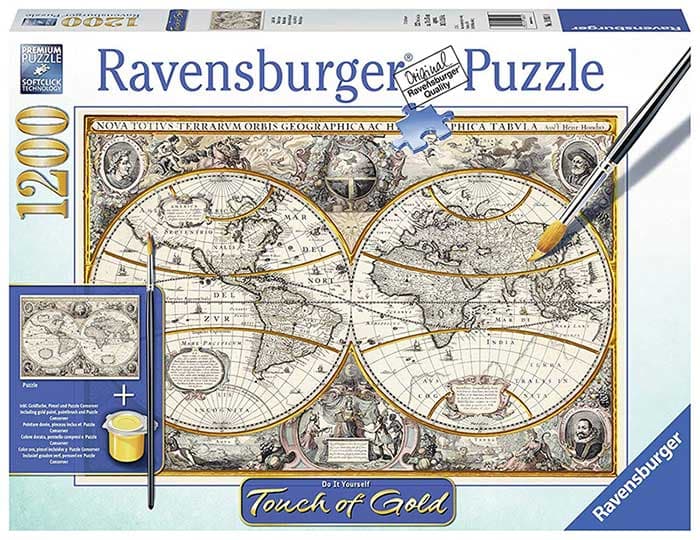 Puzzle 1200 delova - Stara karta sveta  + zlatna boja - Ravensburger Touch of Gold 19931