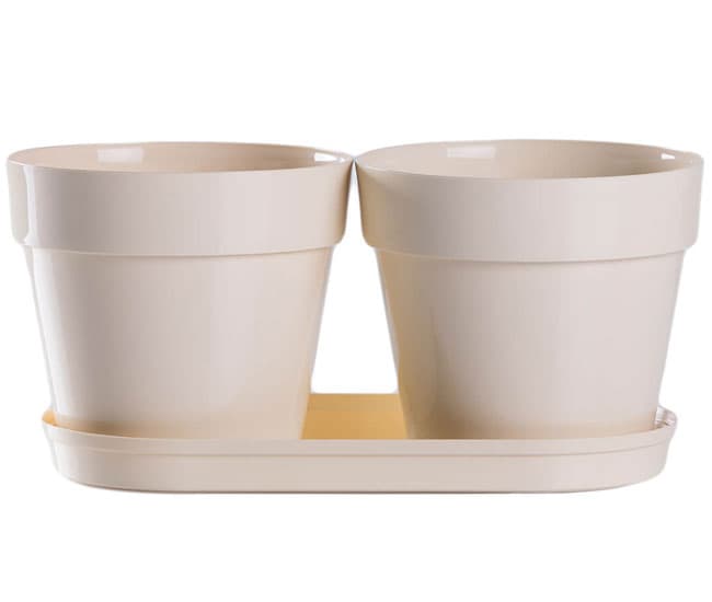 Saksije za cveće sa tacnom Frajle Mix and Play Krem