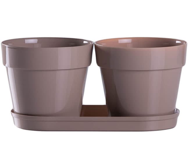 Saksije za cveće sa tacnom Frajle Mix and Play Bež